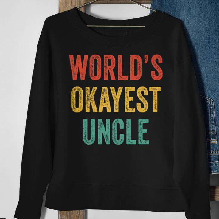 Worlds Okayest Uncle Funny Sibling Brother Vintage Retro Sweatshirt Gifts for Old Women