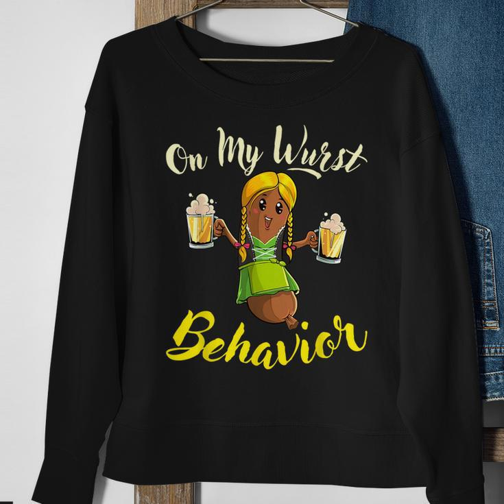 On My Wurst Behavior Bratwurst German Oktoberfest Sweatshirt Gifts for Old Women