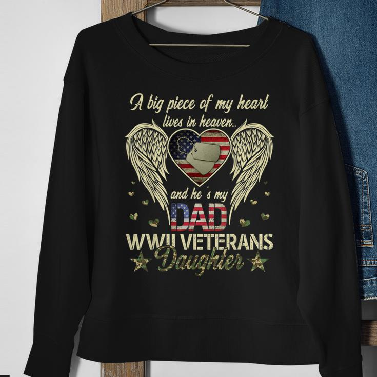 Wwii Veterans Daughter Heart Heaven American Flag Gift Idea Sweatshirt Gifts for Old Women