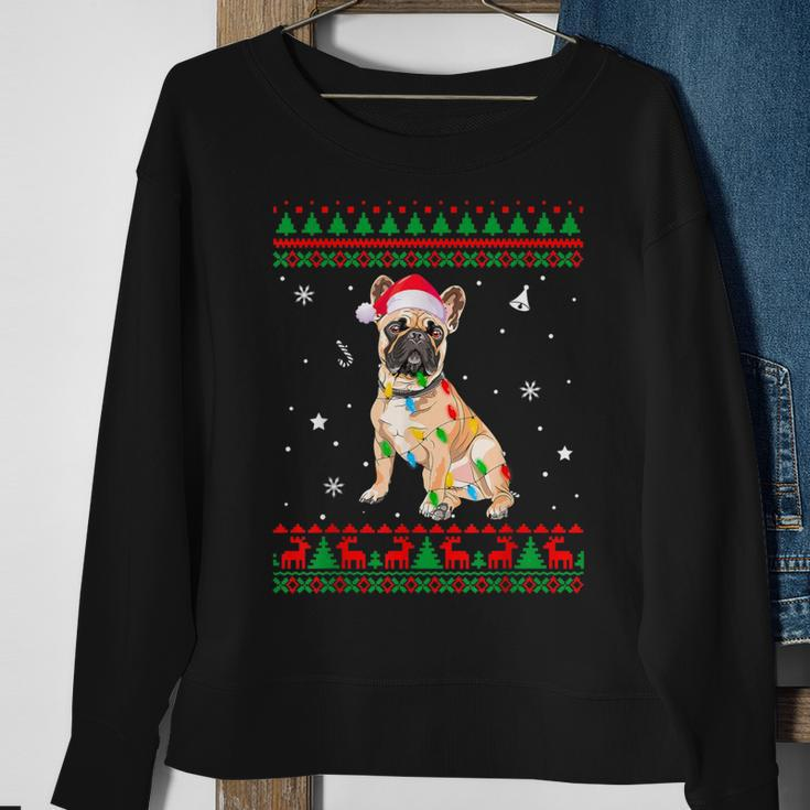 Xmas Ugly Sweater Christmas Lights French Bulldog Dog Lover Sweatshirt Gifts for Old Women