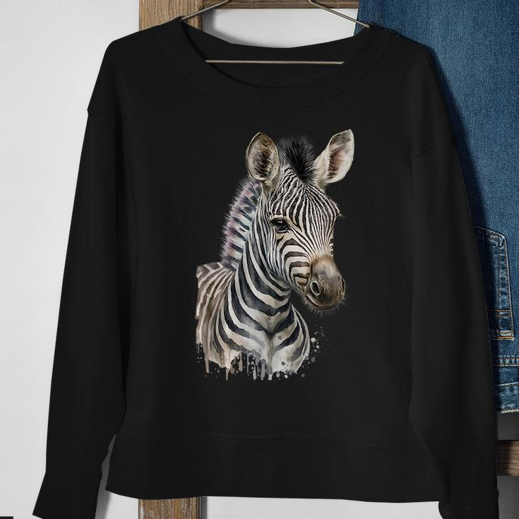 Zebra Watercolor Sweatshirt Gifts for Old Women