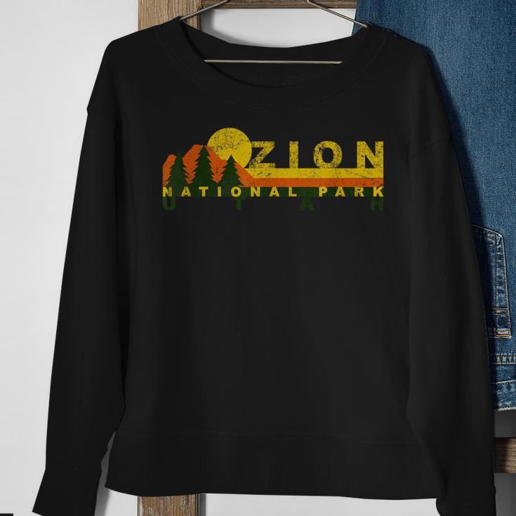 Zion National Park Sunny Mountain Treeline Sweatshirt Gifts for Old Women