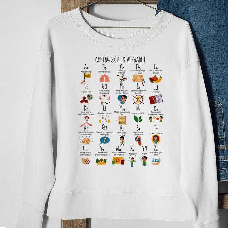 Alphabet Mental Health Awareness Counselor Coping Skills Sweatshirt Gifts for Old Women