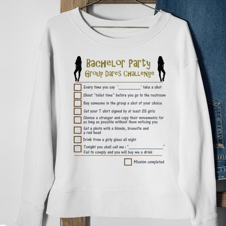 Bachelor Party Checklist Group Dares Challenge Stag Do Game Sweatshirt Gifts for Old Women