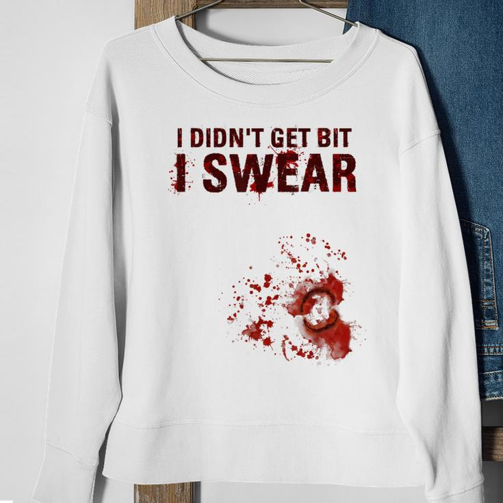 Bloody I Didn't Get Bit Zombie Bite Halloween Sweatshirt Gifts for Old Women
