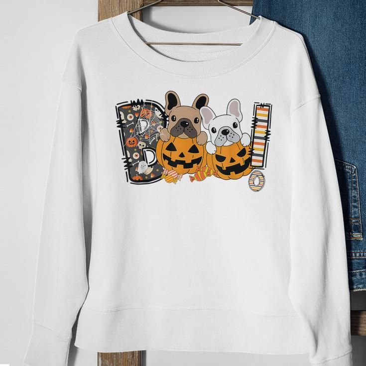 Boo French Bulldog Pumpkin Candy Dog Puppy Halloween Costume Sweatshirt Gifts for Old Women
