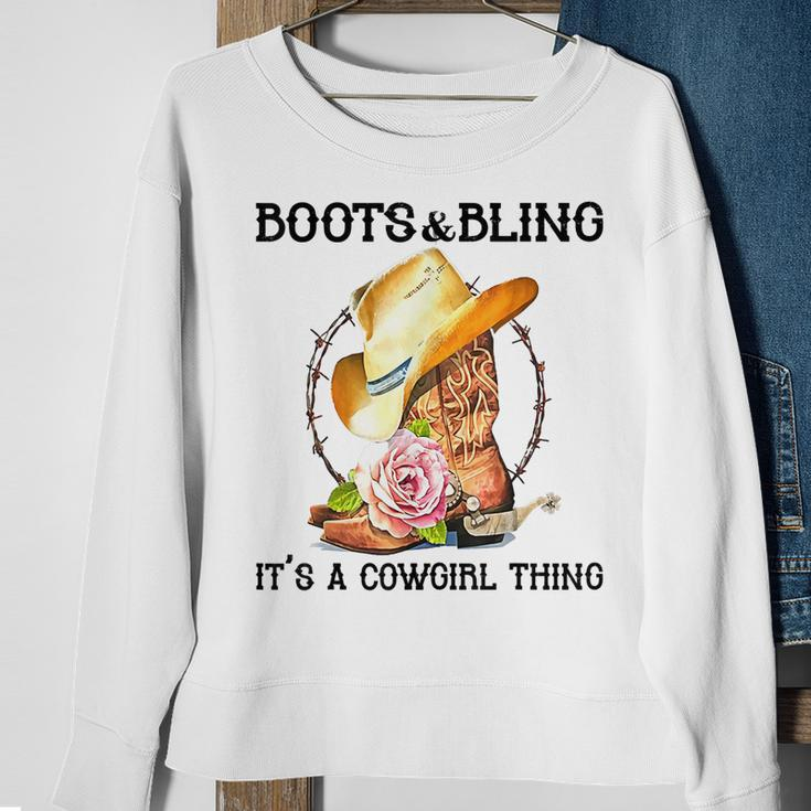 Boots & Bling Its A Cowgirl Thing Cowboy Boots Rodeo Horse Sweatshirt Gifts for Old Women