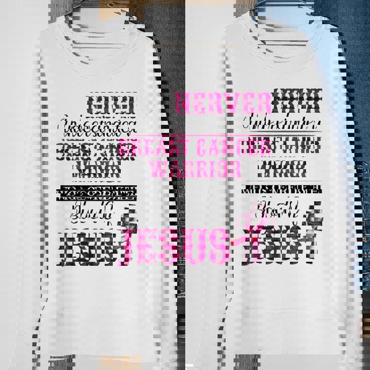 Breast Cancer Awareness Never Underestimate Breast Cancer Sweatshirt Gifts for Old Women