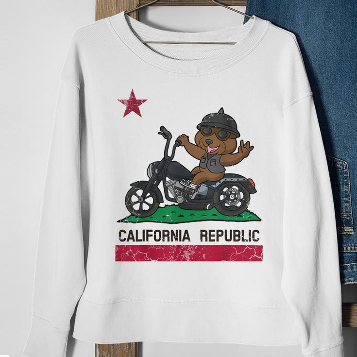 California Republic Flag Bear Biker Motorcycle Sweatshirt Gifts for Old Women