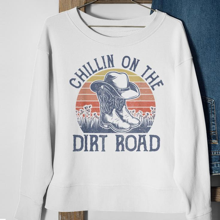 Chillin On The Dirt Road Cowboy Hat Country Music Sweatshirt Gifts for Old Women