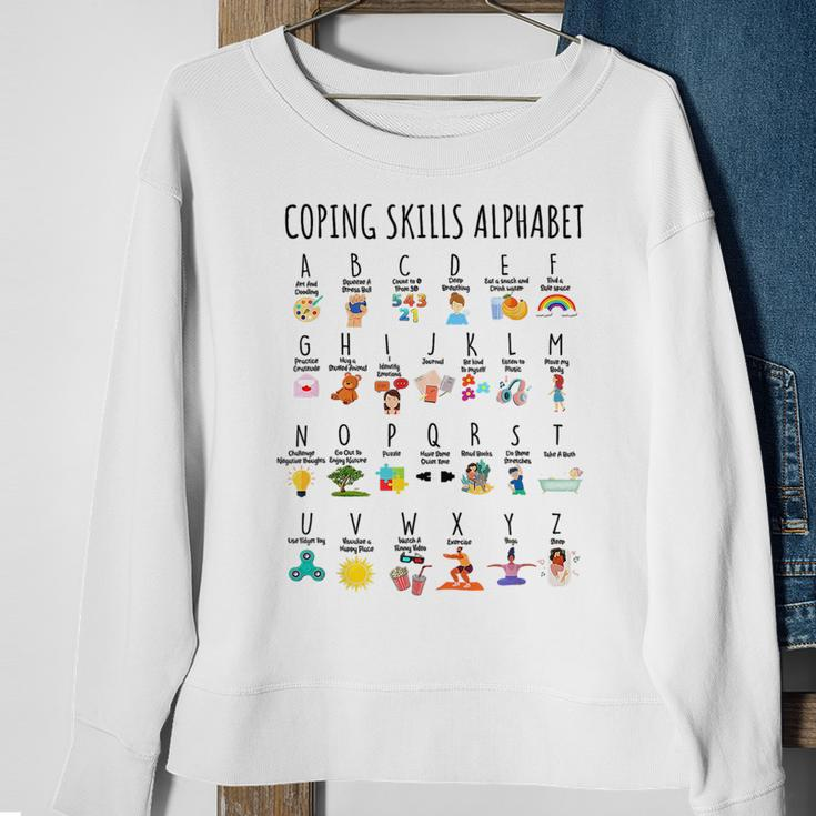 Coping Skills Alphabet Counselor Mental Health Awareness Sweatshirt Gifts for Old Women