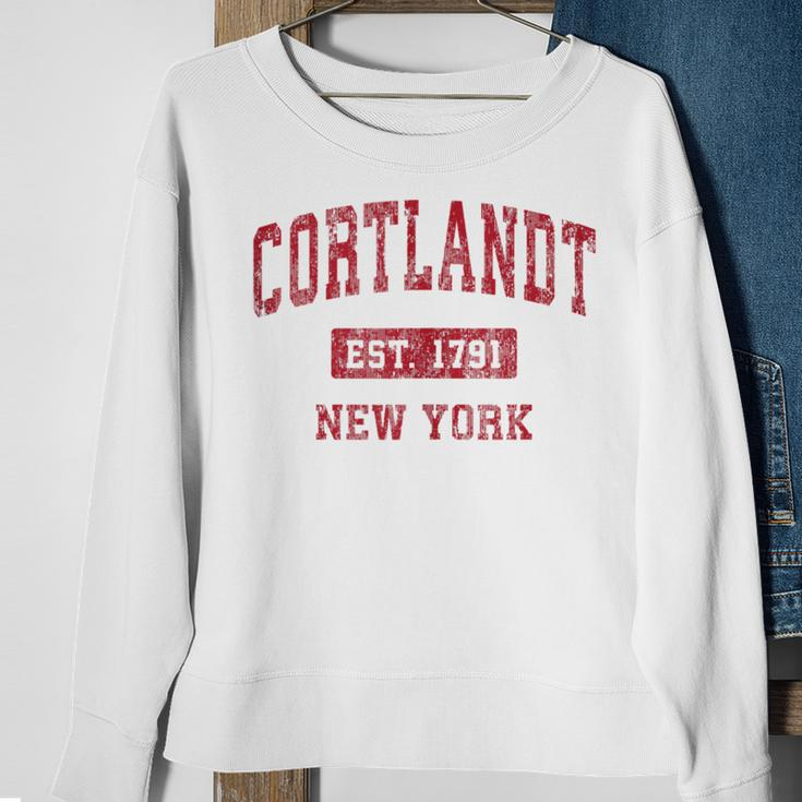 Cortlandt New York Ny Vintage Sports Red Sweatshirt Gifts for Old Women