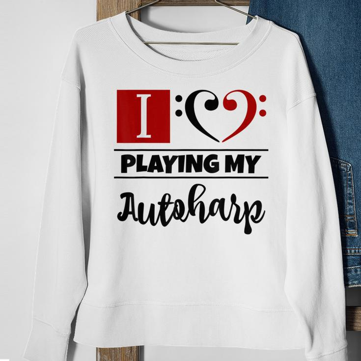 Double Bass Clef Heart I Love Playing My Autoharp Musician Sweatshirt Gifts for Old Women
