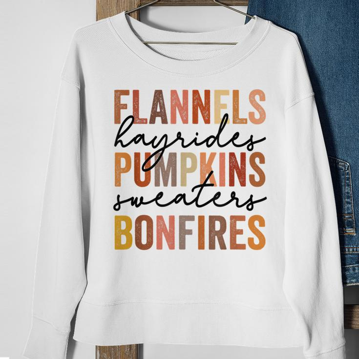 Flannels Hayrides Pumpkins Vintage Sweaters Bonfires Autumn Autumn Sweatshirt Gifts for Old Women