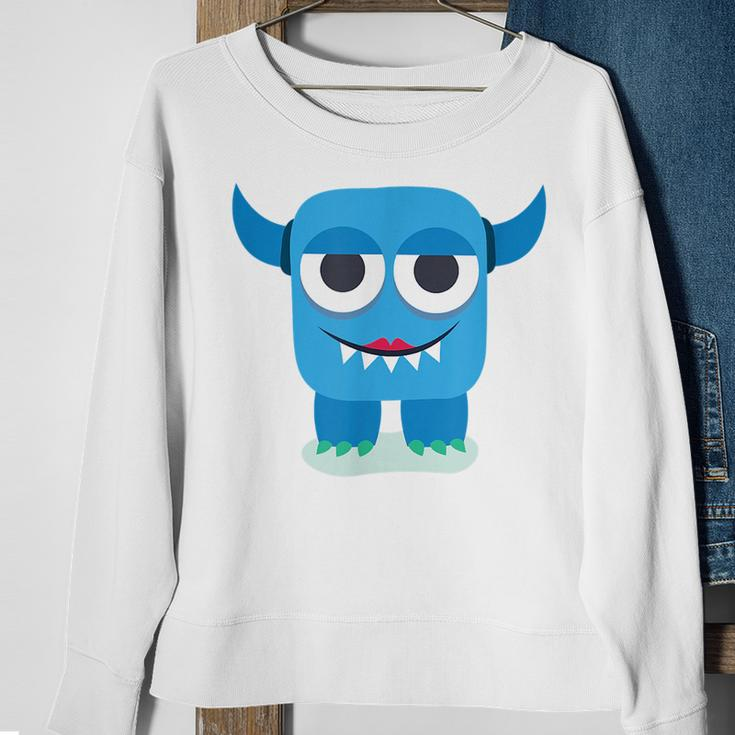 Funny Blue Scary Monster Sweatshirt Gifts for Old Women
