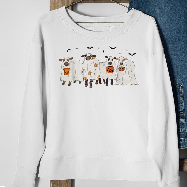 Cow Ghost Halloween Farmer Trick Or Treat Cow Lover Sweatshirt Gifts for Old Women