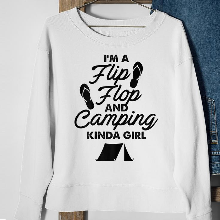 Funny Im A Flip Flops And Camping Kinda Girl Sweatshirt Gifts for Old Women