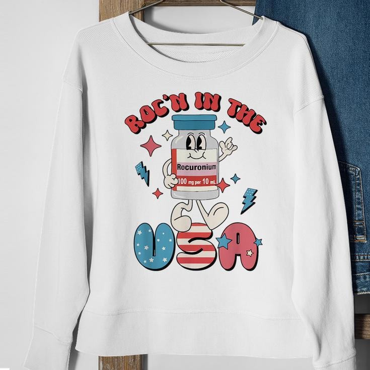 Funny Retro Vial Rocn In The Usa Happy 4Th Of July Vibes Sweatshirt Gifts for Old Women