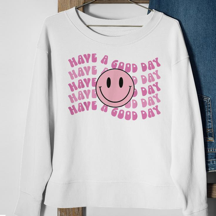 Have A Good Day Pink Smile Face Preppy Aesthetic Trendy Sweatshirt Gifts for Old Women