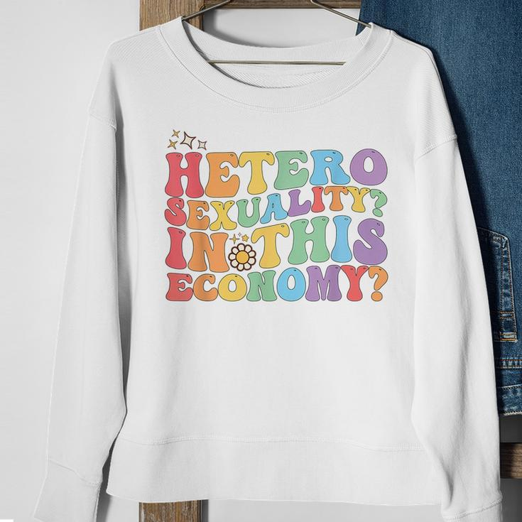 Groovy Hetero Heterosexuality In This Economy Lgbt Pride Sweatshirt Gifts for Old Women