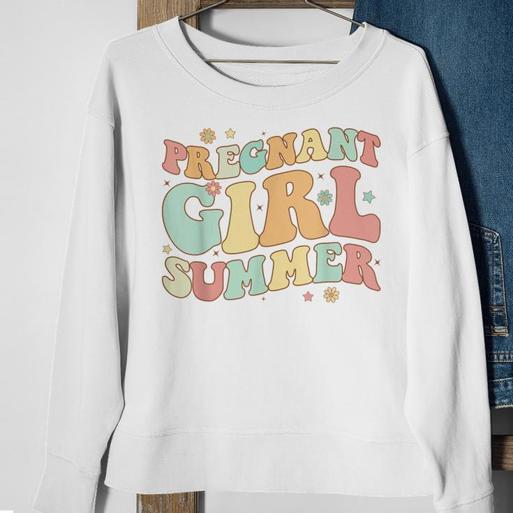 Groovy Pregnancy Reveal Pregnant Girl Summer Baby Shower Sweatshirt Gifts for Old Women