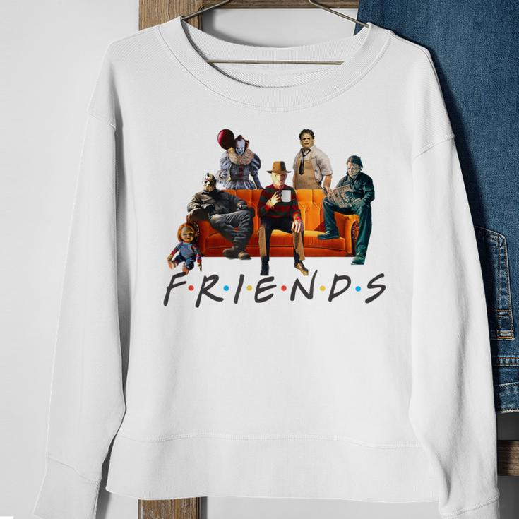 Halloween Friends Crew Gathering On A Spooky Orange Couch Sweatshirt Gifts for Old Women