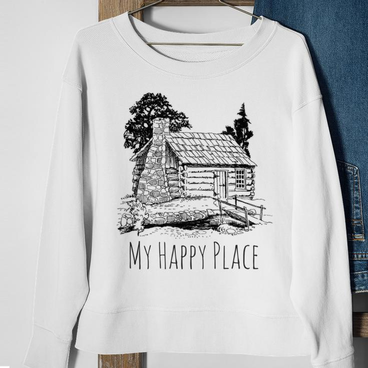 My Happy Place A Cabin In The Woods Sweatshirt Gifts for Old Women