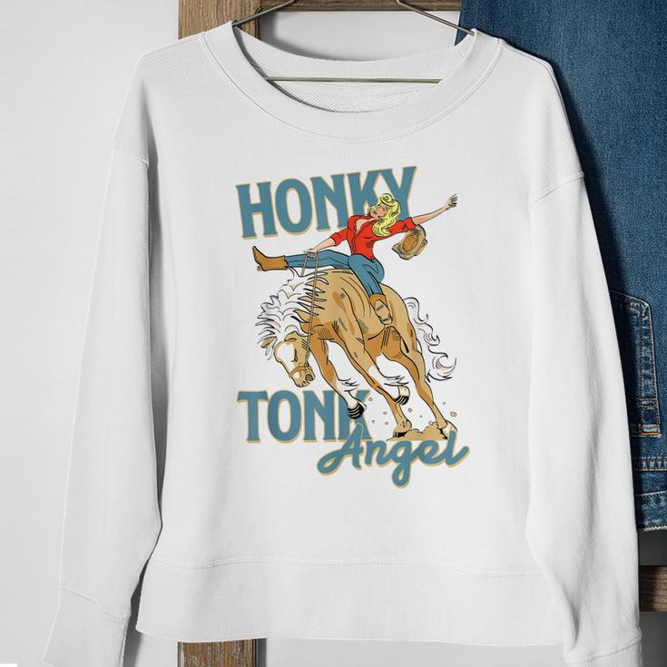 Honky Tonk Angel Hold Your Horses Western Country Cowgirl Sweatshirt Gifts for Old Women