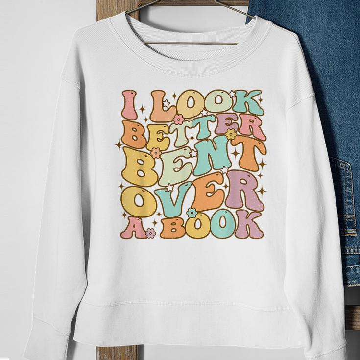 I Look Better Bent Over A Book Groovy Reading Lover Sweatshirt Gifts for Old Women