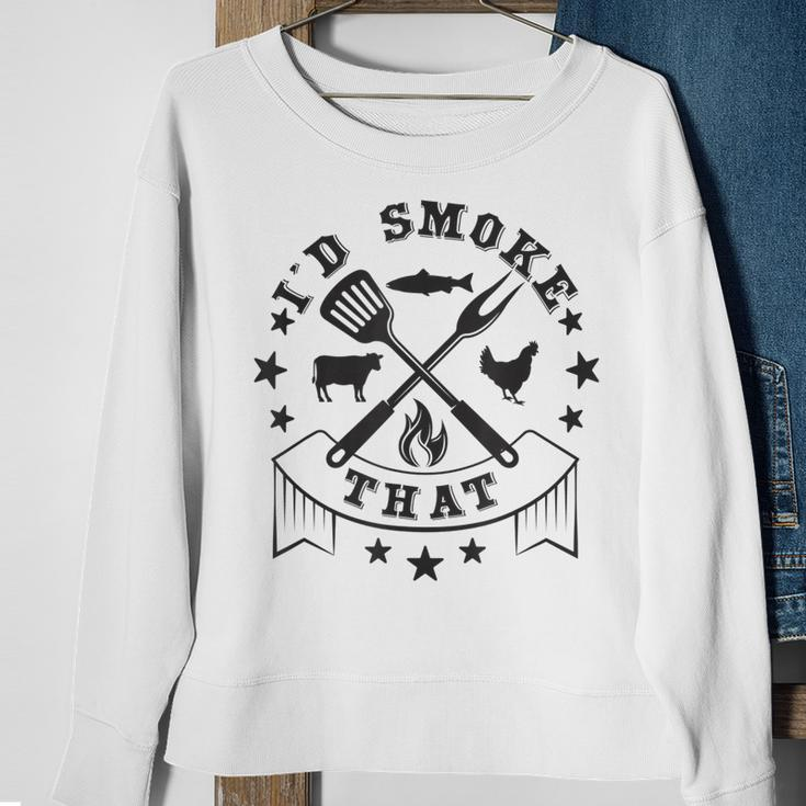 Id Smoke That Funny Fish Bbq Retro Vintage Sweatshirt Gifts for Old Women
