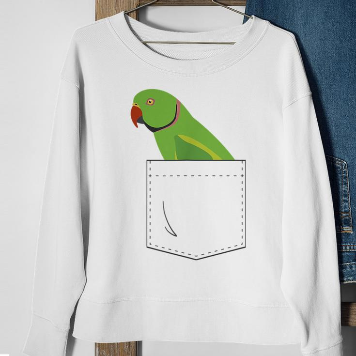 Indian Ringneck Parakeet Parrot Male Fake Pocket Sweatshirt Gifts for Old Women