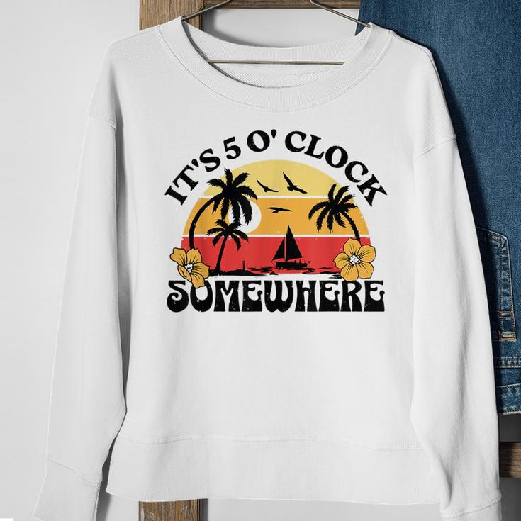 Its 5 O’Clock Somewhere Summer Retro Sunset Drinking Drinking Funny Designs Funny Gifts Sweatshirt Gifts for Old Women
