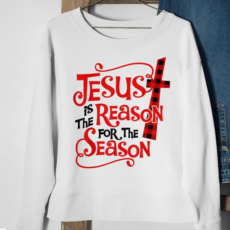Jesus Is The Reason For The Season Christmas Xmas Plaid Sweatshirt Gifts for Old Women