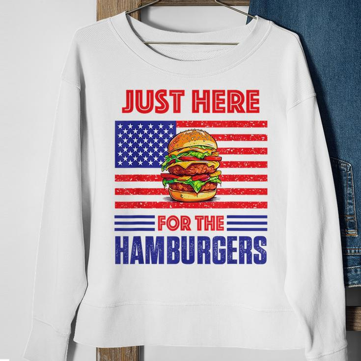 Just Here For The Hamburgers Funny 4Th Of July Hamburger Sweatshirt Gifts for Old Women