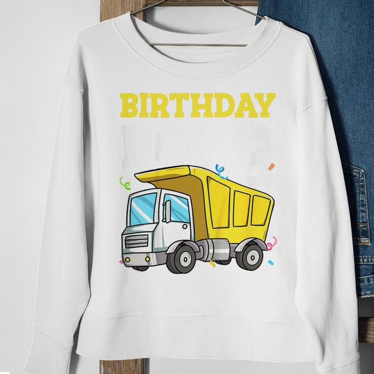 Kids Birthday Boy 2 Two Construction Truck 2Nd Birthday Toddler Sweatshirt Gifts for Old Women