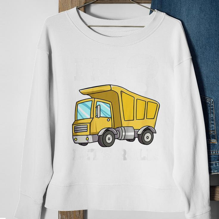 Kids Birthday Boy 3 Three Construction Truck 3Rd Birthday Toddler Sweatshirt Gifts for Old Women