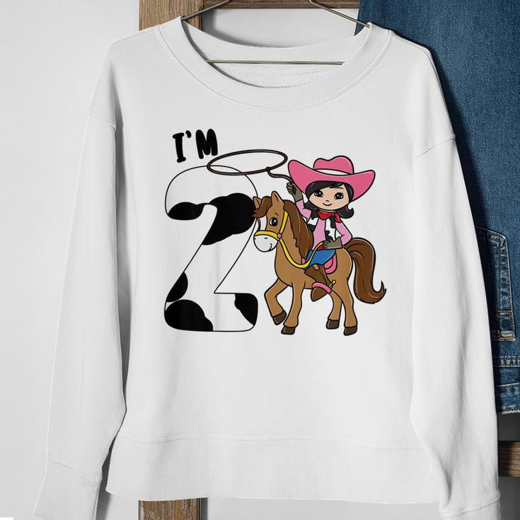 Kids Im Two Cute Horse Riding Cowgirl 2Nd Birthday Girls Sweatshirt Gifts for Old Women