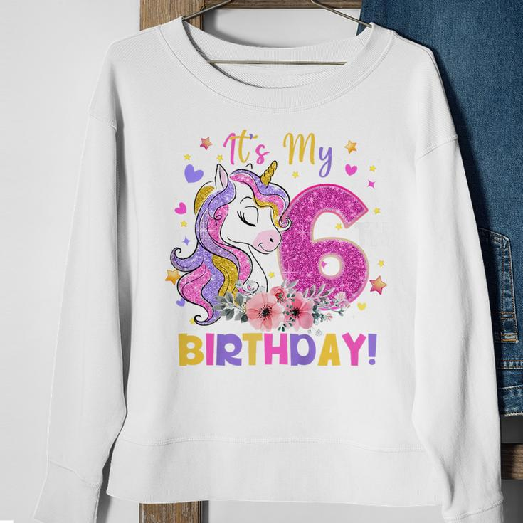 Kids Its My 6Th Birthday Funny Unicorn Girls 6 Year Old Gift Sweatshirt Gifts for Old Women