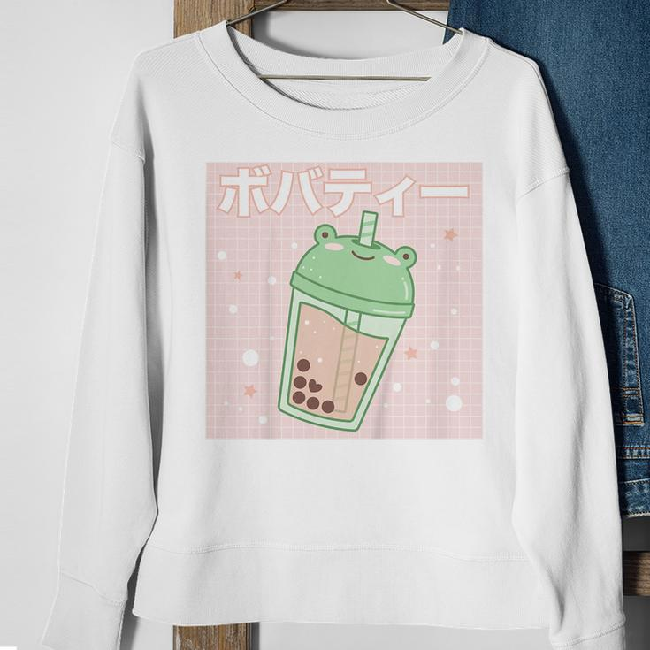 Kids Kawaii Aesthetic Cute Boba Bubble Milk Tea Pink Sweatshirt Gifts for Old Women