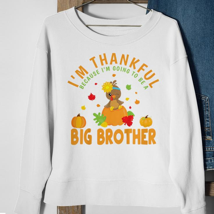 Kids Thanksgiving Baby Announcement Big Brother Sweatshirt Gifts for Old Women