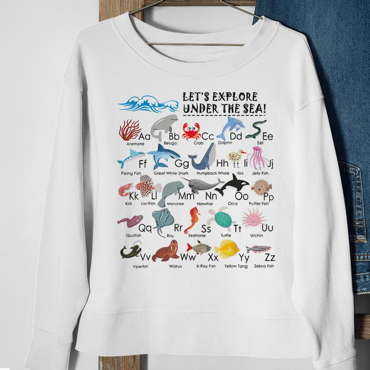 Kids Under The Sea Ocean Animals Name Learn Abcs Alphabet Sweatshirt Gifts for Old Women