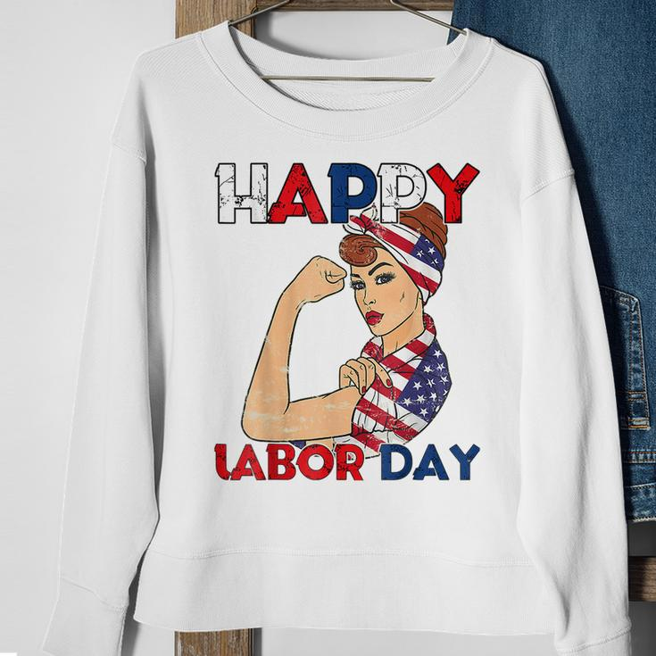 Labor Day Rosie The Riveter American Flag Woman Usa Sweatshirt Gifts for Old Women