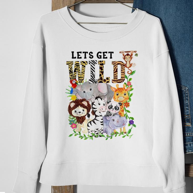 Lets Get Wild Zoo Animals Safari Party A Day At The Zoo Sweatshirt Gifts for Old Women