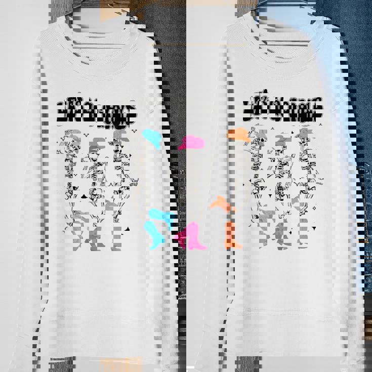 Let's Go Ghouls Halloween Western Spooky Skeletons Dancing Sweatshirt Gifts for Old Women