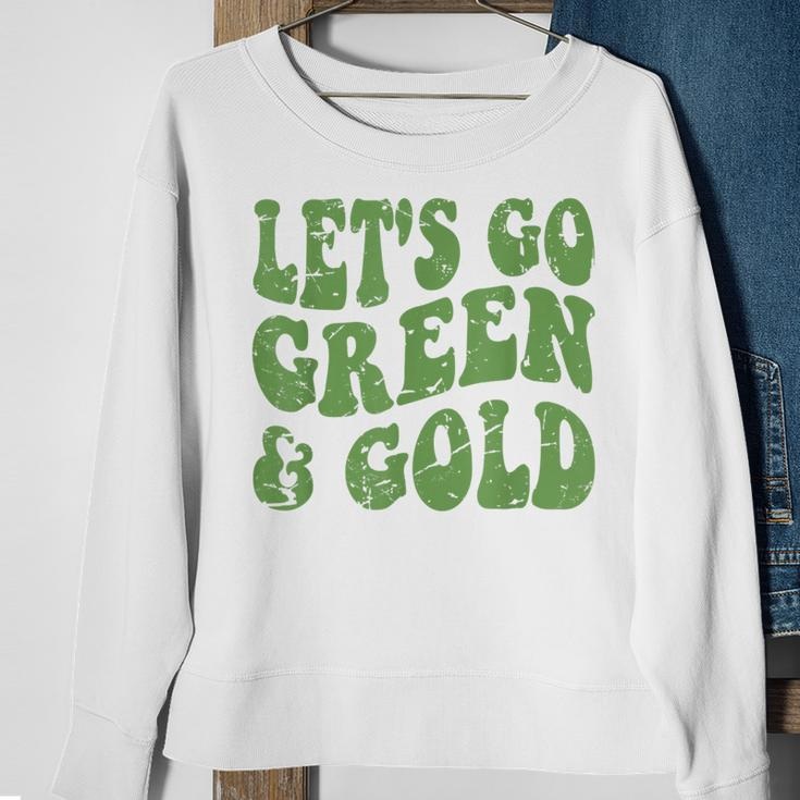Let's Go Green & Gold Vintage Game Day Team Favorite Colors Sweatshirt Gifts for Old Women
