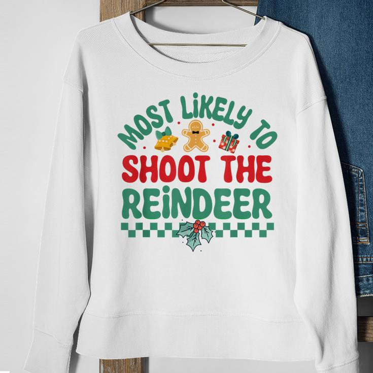 Most Likely To Shoot The Reindeer Christmas Pajamas Sweatshirt Gifts for Old Women