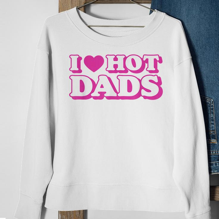 I Love Hot Dads Heart Bimbo Aesthetic Y2k Pink Sweatshirt Gifts for Old Women