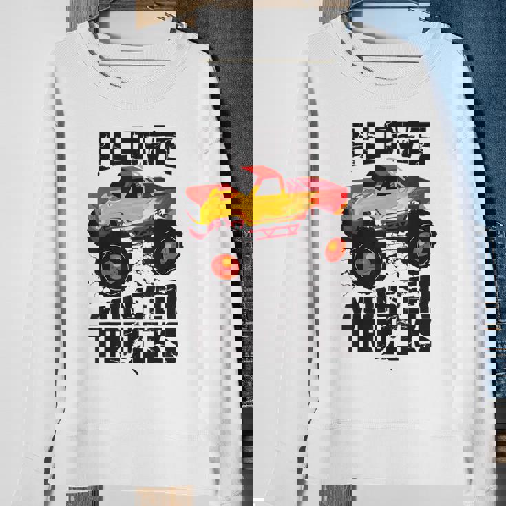 I Love Monster Trucks Cute Bigfoot Trucks Sweatshirt Gifts for Old Women