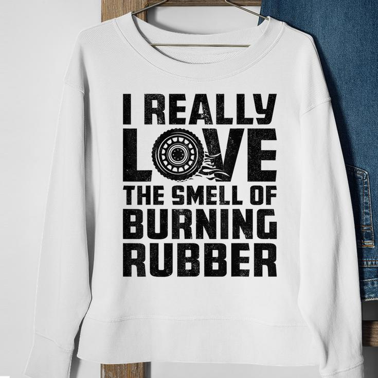 Love The Smell Of Burning Rubber Tire Burnout Car Enthusiast Sweatshirt Gifts for Old Women