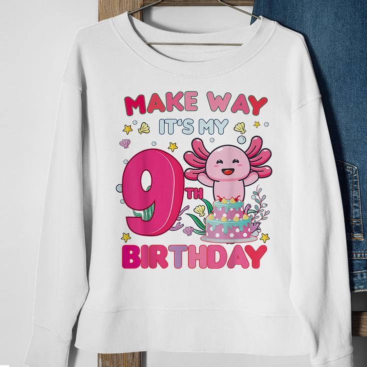 Make Way Its My 9Th Birthday Cute Axolotl 9Th Birthday Girl Sweatshirt Gifts for Old Women